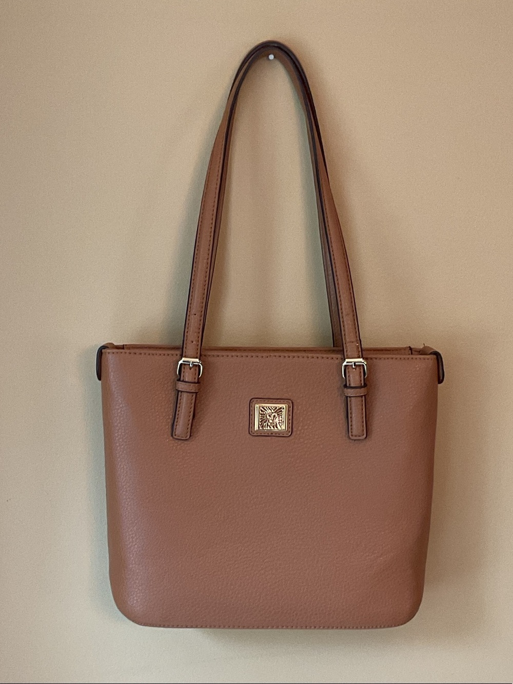 Anne Kline Faux leather Mid size Tote with Gold Tone Hardware